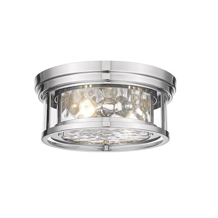 Z-Lite Clarion 2 Light Flush Mount, Polished Nickel & Inner Clear Water & Outer Clear 493F2-PN